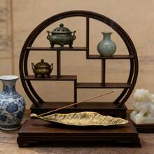 古董菩提叶合金创意香炉，日式叶形卧式香炉，家用叶形香薰香插摆件