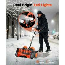Cordless Snow Removal Tool With Wheels, 48V, 16-Inch, 4-Ah  -Powered Snow Blower With Directional Control - Cam và đen - Xem 4