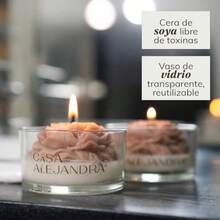 Set de 2 velas con flores artesanales Colección Luz de Vainilla Floral - Beis - Ver 6