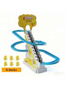 1个可爱鸭子造型滑梯轨道玩具，儿童趣味玩具，可爱鸭子可自动攀爬带滑梯的轨道，配有音乐和灯光，组装式塑料玩具贴纸，音乐和灯光，音乐玩具和生日礼物，电动玩具 - 彩色 - 查看 12