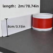 1 Roll 2m X 8cm PVC Baseboard Trim Self-Adhesive Home Decor Sticker, Flexible Bottom Molding Decor, With Wider Self-Adhesive Peeling And Pasting Groove Base, Waterproof Edging Wall Baseboard - Multicolor - View 4