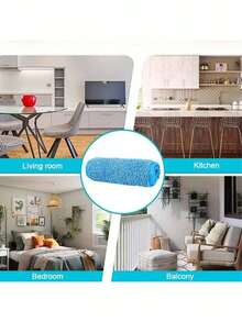 1pc/2pcs Blue Mop Replacement Pads, Heavy Duty Reusable Mop Refills, Wet & Dry Cleaning Replacement Pads For Hardwood, Tile, Vinyl Floors, Compatible With Various Mops, Suitable For Busy Households - Multicolor - View 7