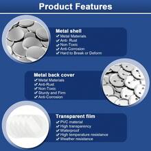 200 Sets Button Maker Supplies, 32mm (1.25 Inch) Round Badge Parts Kit, Metal Shells & Pin Back Covers With Clear PVC Films, Blank Button Components For Badge Press Machine, Personalised DIY Craft Souvenirs - Silver - View 2