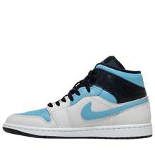 Nike Air Jordan 1 Mid SE Blue Chill IM6567-121 Men Fashion Sneakers New - 白色/黑色/藍色 - 查看 3