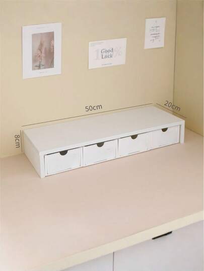 1pc Desktop Storage Box With 4 Drawers, Lightweight And Durable Plastic Construction, Space-Saving Multifunctional Desktop Organizer For Stationery, Office Supplies, Cosmetics, And Small Items, Suitable For Home Office, Dorm, Vanity Table And Great Gift For Students, Office Workers, Freelancers And Home Organization Enthusiasts