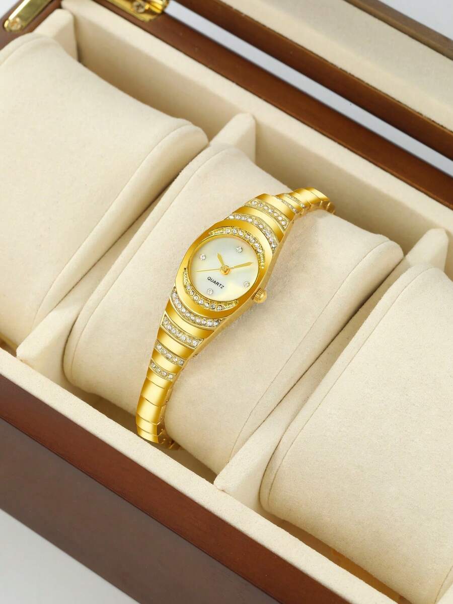 Fashionable Business Versatile Luxury Rhinestone Studded Elegant Quartz Watch, Mother's Day Gift