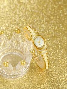 时尚商务多功能奢华镶钻优雅石英表，母亲节礼物