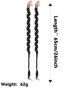 26英寸假发辫子扭辫假辫拳击辫扭辫甜美酷辣仿真扭辫脏马尾辫 - 黑色 - 查看 4