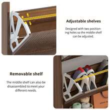 Narrow Shoe Storage Cabinet, Shoe Organizer With 2 Flip Drawers 5-Tier, Removable Freestanding Hidden Shoe Storage Cabinet For Entryway, Hallway - 核桃 - 查看 7