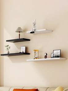 1 chiếc kệ treo tường 3 tầng không cần khoan, giá treo tường bằng một tấm ván duy nhất, thích hợp cho phòng ngủ, phòng khách, phòng học, tường TV, kệ lưu trữ bằng sắt trang trí sáng tạo. - trắng - Xem 5