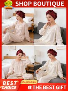 1 pieza Pañuelo de cabeza de satén - Accesorio de moda, Burdeos - Burdeos - Ver 2