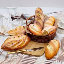 Juego de 7 piezas de decoración de pan artificial para pan francés falso pan de cruasán realista simulación baguette de sésamo modelo rombo repostería pastelería cocina fiesta - Conjunto D7 - Ver 3