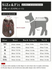 PETSIN 适合小型犬的冬季狗衣服，适合泰迪、博美犬、比熊犬、猫的保暖服装，带皮带设计 - 咖啡棕 - 查看 3