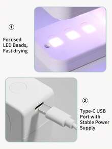 XEIJAYI 1个迷你可充电UV LED美甲灯，适用于凝胶美甲，快速干燥美甲灯，UV LED凝胶指甲油烘干灯，美甲工具，可充电美甲沙龙设备 - 白色 - 查看 10