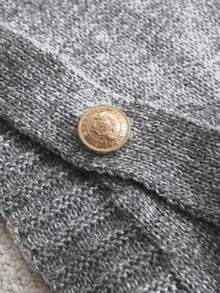 Áo vest dệt kim không tay cổ tròn cài nút, phong cách tối giản châu Âu - Mỹ, thanh lịch, đa năng, phù hợp cho phụ nữ trẻ cỡ lớn, màu trơn. - Màu xám đen - Xem 5