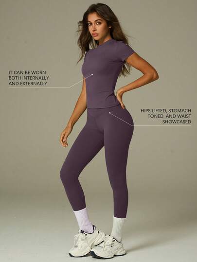 UONNOU Conjunto de ropa deportiva moldeadora | Ropa deportiva ajustada y elástica