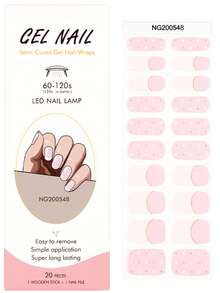 1 Box Of 20pcs Natural, Long-Lasting, Classic Salon Quality DIY Artistic Red & Pink Heart Shaped UV Gel Nail Stickers, Easy To Apply & Remove For Fingernails - Multicolor - View 10