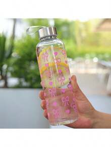 1 pièce Tasse transparente imprimée de manière créative 550 ml, bouteille d'eau portable résistante à la chaleur minimaliste, bouteille à boire transparente simpliste - convient pour les sports de plein air, le travail et les voyages, les cadeaux d'anniversaire, la rentrée scolaire - Multicolore - Voir 14