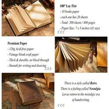 MOLIMERLeather Writing Journal SINLOOG Handmade Bound Genuine Crazy Horse Leather Cover Notebook with Unlined Vintage Paper 120 GSM 7.5 x 5.5 inch (A5) Classic Brown Sketchbook 400 Pages Diary Gift for Travelers Writers Artists - como en la foto - Ver 6