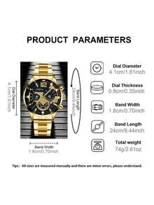 1 Set Stylish Set: Quartz Watch (Stainless Steel Strap), Hip-Hop Style Necklace, Ideal Holiday Gift