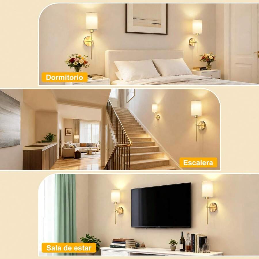 Lámparas de Pared Inalámbricas Juego de 2,KUAEAY Apliques de Pared Recargables con Bombillas y Remote Control, 12 colores RGB regulables, Luces para Decoración Dormitorio y Sala de Estar - Nergo - Ver 1