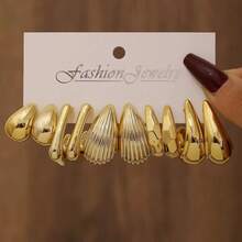 1-10 Pairs Of New Gold-Plated, Exaggerated, Fashionable Texture, Irregular Shape, Geometric Ear Cuffs Made Of Resin, Suitable For Daily Gatherings And Dates.