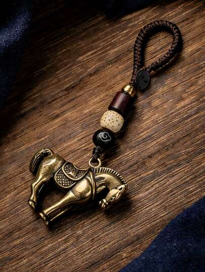 Llavero y accesorio para bolso con diseño del Zodíaco Chino del Caballo, adecuado para los 12 signos del zodíaco (incluyendo Virgo, Escorpio, Sagitario, Capricornio, Piscis) - que simboliza el éxito inmediato, puede usarse como accesorio para llaves de coche, con un diseño de caballo chino, un regalo perfecto para Año Nuevo