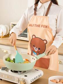 1件 ALI THE FOX THE厨房围裙，男女通用情侣围裙，挂脖式可调节带口袋防水防油烹饪厨师围裙，男女通用厨房围裙，餐饮工作围裙 - 彩色 - 查看 9