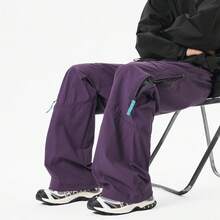 Vintage Outdoor Tactical Cargo Pants, Loose-Fit Straight-Leg Hiking & Casual Adventure Trousers - Màu tím - Xem 6