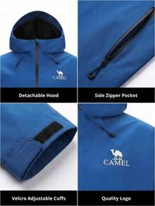 CAMEL CROWN Men's Letter Print Zip-Up Hoodie - Ice Blue - View 5