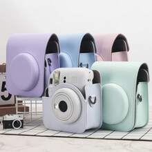 1pc Instant Mini 12 Camera Case For Mini 12/Mini 12 Camera - PU Leather Protective Cover With Adjustable Shoulder Strap - Light Purple - Purple - View 6