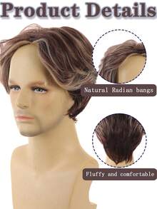 This Stylish And Handsome Men's Short Curly Wig With A Center Part Is Made Of 5 Inches Of Mixed-Color Synthetic Fiber And Is Suitable For Everyday Wear, Holidays, Masquerade Balls, Halloween Costumes, And Various Party Occasions. - Multicolor - View 3