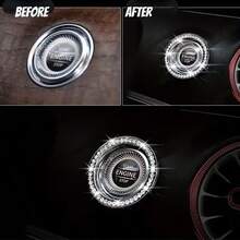 1pc Crystal Rhinestone Car Engine Start Stop Decoration Ring, Bling Car Interior Accessories For Women, Push To Start Button Cover Sticker, A Decorative Ring For The Car'S Start Button, Featuring A One-Touch Start And Embellished With Artificial Diamonds, Designed For Girls As A Car Accessory - Decorative Ring - View 3