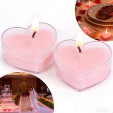 A Set Of 72/36 Heart-Shaped Pink Tea Lights, Each With A Burn Time Of Approximately 1.5 Hours, Producing No Smoke, Perfect For Occasions Like Valentine'S Day, Proposals, Weddings, And Parties. - Pink - View 3