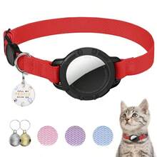 Breakaway Reflective Cat Collar With AirTag Holder, Ultra-Light Safety QR ID Tag + Bells For Cats & Kittens