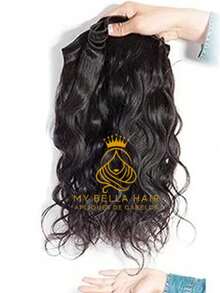 Hair Extension Weft, Natural Russian Fiber, Wavy, 60cm, Premium, 250g - Tóc đen gợn sóng - Xem 5