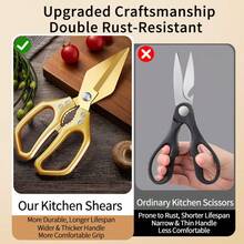 Heavy Duty Stainless Steel Kitchen Shears, Thick & Wide Blade Made Of Alloy Material, Powerful For Cutting Chicken, Duck, Goose And Fish Bones - Multicolor - View 8
