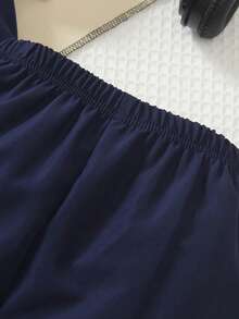 2025 New 3-Piece Set For Toddler Boys: Button Front Vest, Letter Print T-Shirt, And Cargo Pants, Summer - Navy Blue - View 6