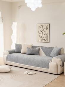 1pc Chenille Sofa Cushion Cover, Modern Minimalist Sofa Slipcover, Autumn/Winter, Anti-Slip, Anti-Dust, Sofa Protector, Machine Washable, Non-Deformation, Non-Fading, Durable, Pet-Proof, Sofa Renovation, Sofa Decor, Enhance Ambiance, Fits 1-4 Seater - Light Grey - View 3