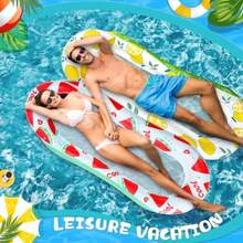 2 balsas inflables para piscina flotador para piscina tumbonas flotador de bronceado para adultos silla de hamaca de agua fría para verano piscina lago playa fiesta juguetes - rojoamarillo - Ver 4