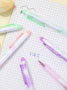 1/6pcs Erasable Gel Pens - Retractable 0.5mm Blue Ink, Aesthetic Pastel Plastic Ballpoint Pens, Healing Erasable Pens, Sky Blue Push-Button Erasable Neutral Pens, Easy To Erase Cleanly Without Trace, Suitable For Office And School - Multicolor - View 9
