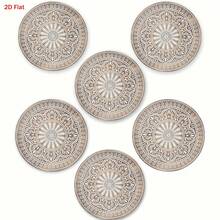 6/12pcs Bohemian Style Wooden Coasters, 3.94 Inch X 3.94 Inch Size Fits Most Cups, 3/5mm Thick, Can Be Used As Coffee Mats; Suitable For Bars, Kitchens, Weddings, Home Gatherings, Cafes, Offices And Other Scenarios, Home Decor, Housewarming Gift, Practical Function And Exquisite Appearance, Kitchen Accessories, Mother's Day Gift, Spring Gift - Apricot - View 2