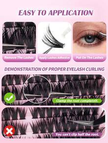 MAANGE 216pcs Cat Eyelash Clusters 60D Individual Lashes 9-18MM Wispy Cluster Lashes Individual Eyelash Thick Cluster Eyelash Extensions D Curl Lashes Clusterslash Clusters,Eyelash Clusters,Individual Eyelashes,Lashes,Fake Lashes - Black - View 11