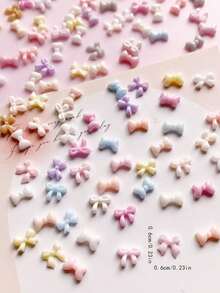 100pcs Candy Color Mini Bow Tie Nail Art Decorations, DIY Bow Ties, Ribbon Nail Art Accessories, Mixed Bow Tie Styles, Nail Art Decor, Nail Art Supplies, Suitable For Holiday And Date Nail Salon Decoration - Multicolor - View 4