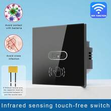 Interruptor de luz inteligente estándar de la UE, compatible con WiFi y control de gestos - Sensor infrarrojo sin contacto, control remoto por voz y aplicación, compatible con Alexa y Tuya Smart, funciones de temporización y agrupación, panel de vidrio templado, adecuado para el hogar, hotel y baño - 101KWL - Ver 12