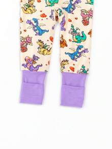 MIOZING Baby Bamboo Sleep Romper – Lightweight & Stretchy, Zip-Up Convertible Footie With 2-Way Zipper, Long Sleeve, Valentine's Day Cute Dragons & Heart Print, Breathable & Cozy, Boy Girl Clothes - Lilac Purple - View 6