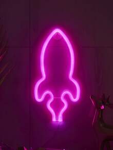 1个儿童房装饰火箭造型霓虹灯，创意儿童卧室装饰夜灯，适合男孩房装饰、派对、生日、毕业典礼和节日装饰，儿童礼物 - 白色 - 查看 12