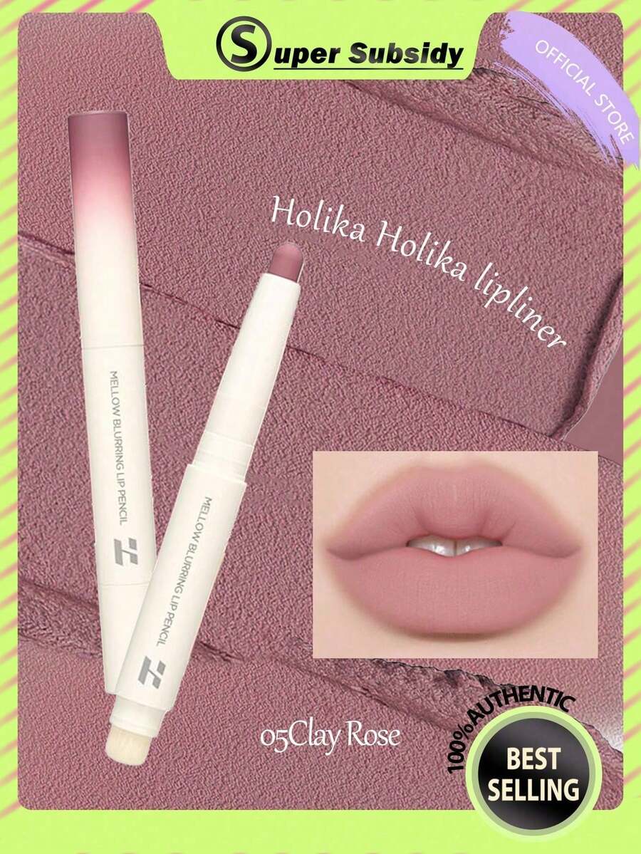 HOLIKA HOLIKA Mellow Soft Matte Lip Liner 05 CLAY ROSE, Multi-Purpose, Can Be Used As Lip Liner, Eyeshadow And Blush, Creamy Smooth Texture, Easy To Blend, Suitable For Daily Makeup, Gradient Lip Makeup, Full Lip Color, Korean Makeup, Korean Cosmetics, 1.3g/0.04oz. - 05 CLAY ROSE - 查看 1