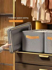 1pc Large Capacity Double-Layer Zippered Storage Box, Space-Saving Organizer For Clothes, Bedding, Suitable For Home, Room, Living Room, Travel - Multicolor - View 7