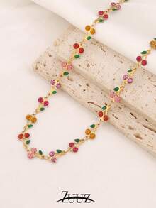 1件时尚不锈钢樱桃吊坠项链，手工水果链项链，女士珠宝礼品 - 項鍊 - 查看 11